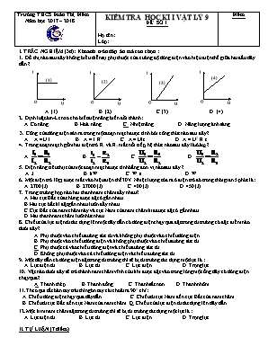 Đề kiểm tra học kỳ I môn Vật lý Lớp 9 - Đề số 1 - Năm học 2017-2018 - Trường THCS Đoàn Thị Điểm